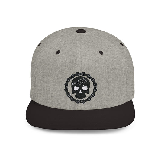 Shuttle Scars Embroidered Flat Bill Snapback Hat - Black Logo