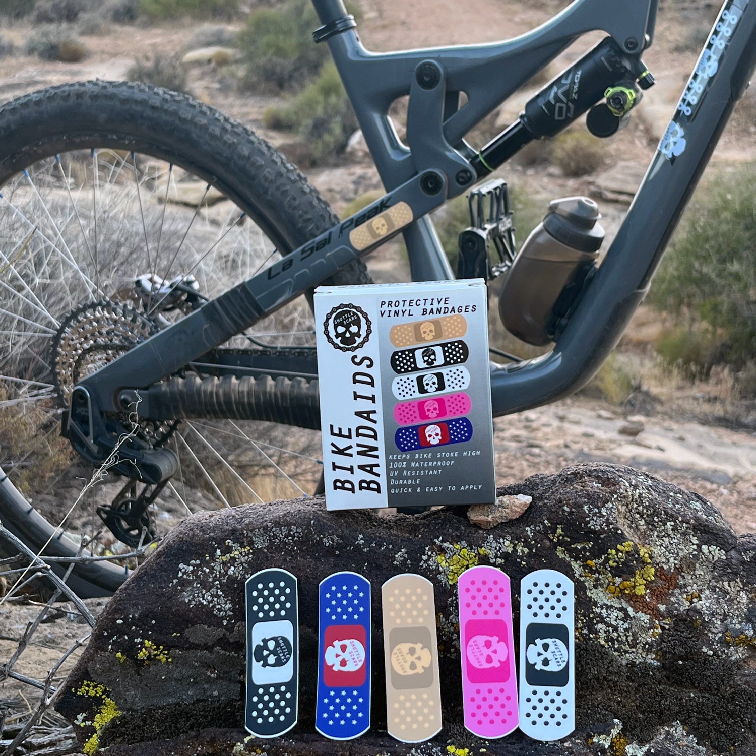 Shuttle Scars Box of Bike Bandaid Protective Vinyl Stickers Assorted